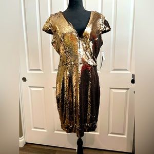 Dress the Population Gold Sequin Dress XL